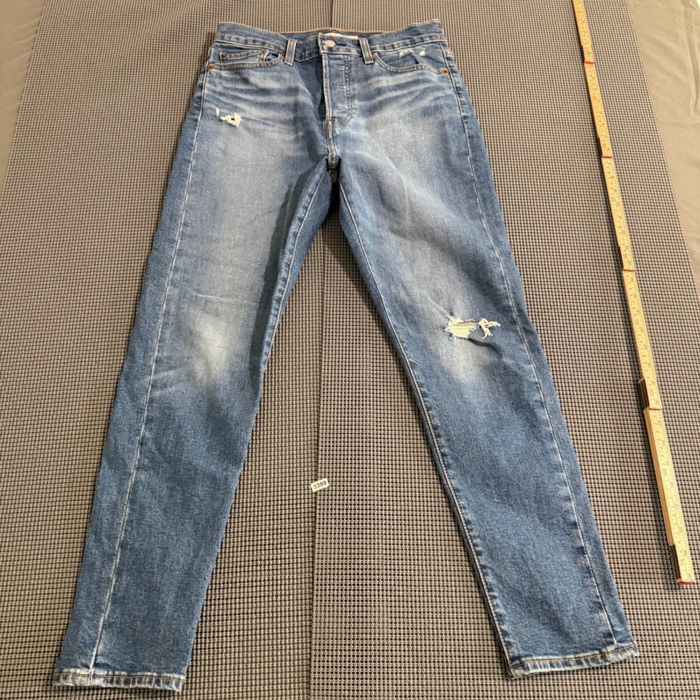 Levis Wedgie Skinny Jeans Womens 29 Blue Distressed High Rise Denim Pants